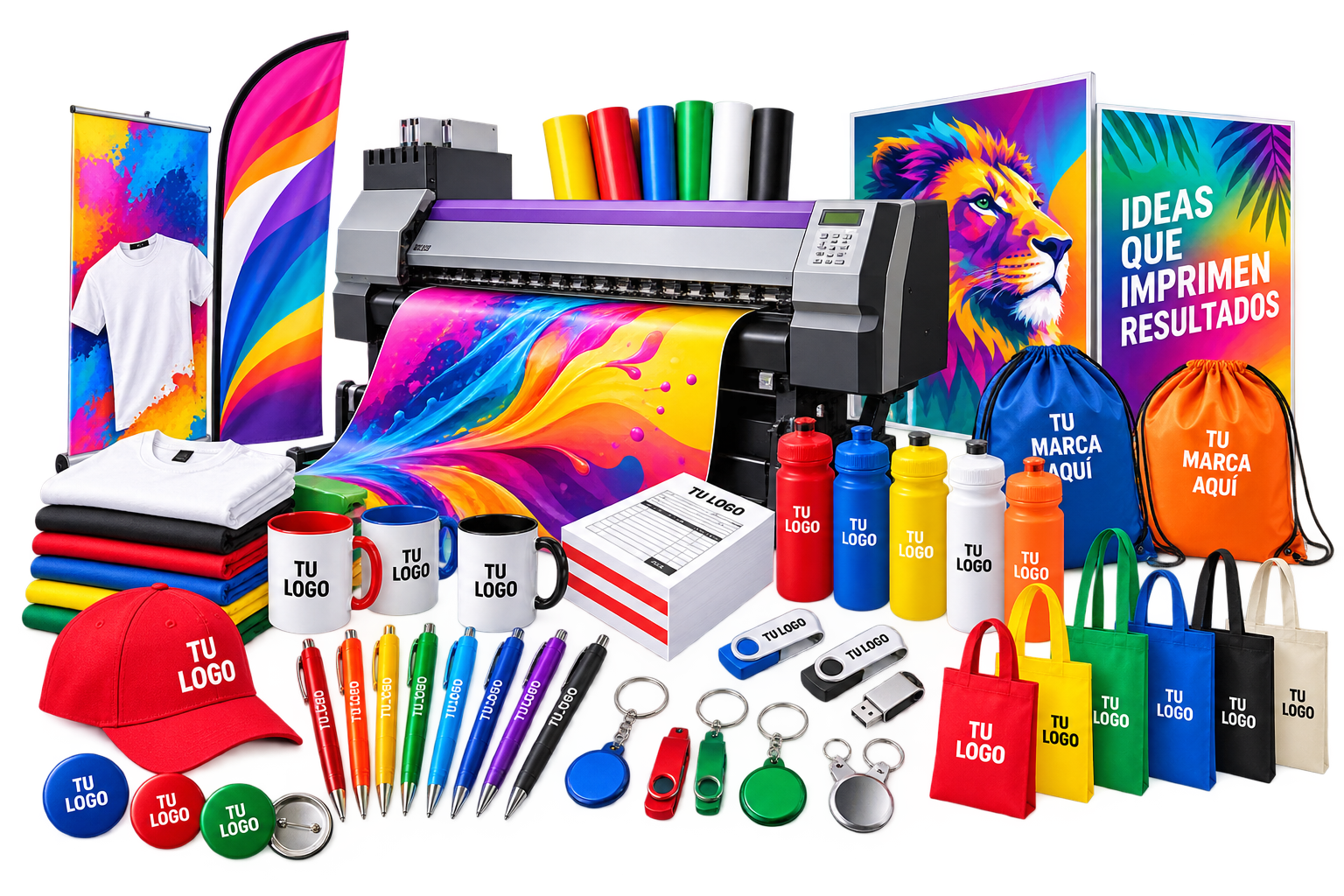Imagen de artículos personalizados promocionales, impresión y formatos